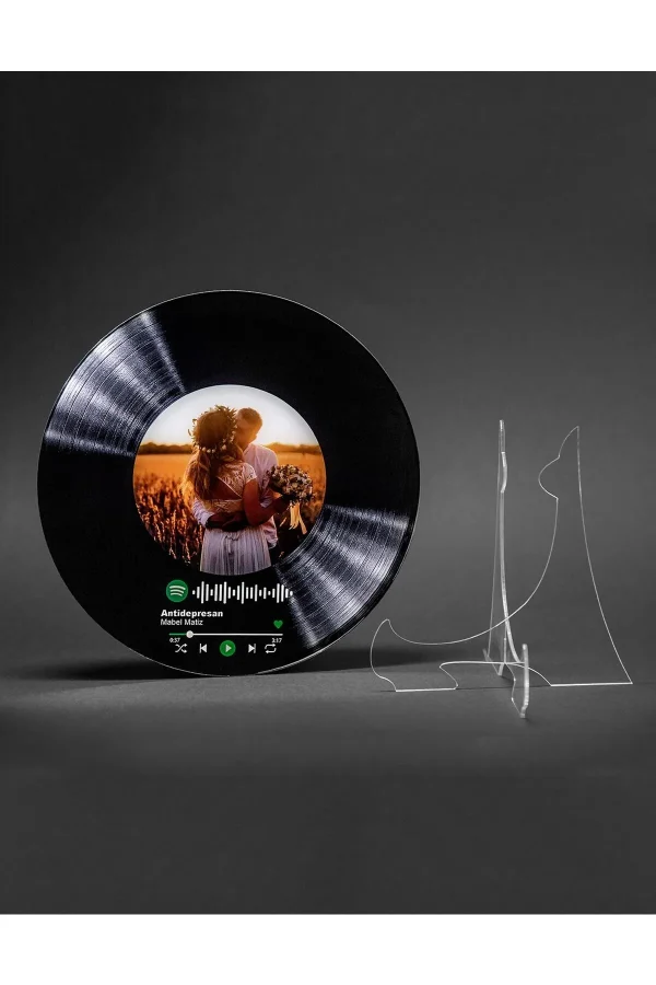 Spotify Kodlu Kişiye Özel Yuvarlak Plak Tasarımlı Pleksi - Görsel 2