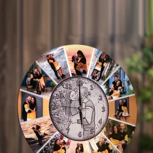 Kişiye Özel 13 Fotoğraflı Ahşap Duvar Saati – UV Baskı ile Anılarınızı Ölümsüzleştirin