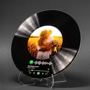 Spotify Kodlu Kişiye Özel Yuvarlak Plak Tasarımlı Pleksi