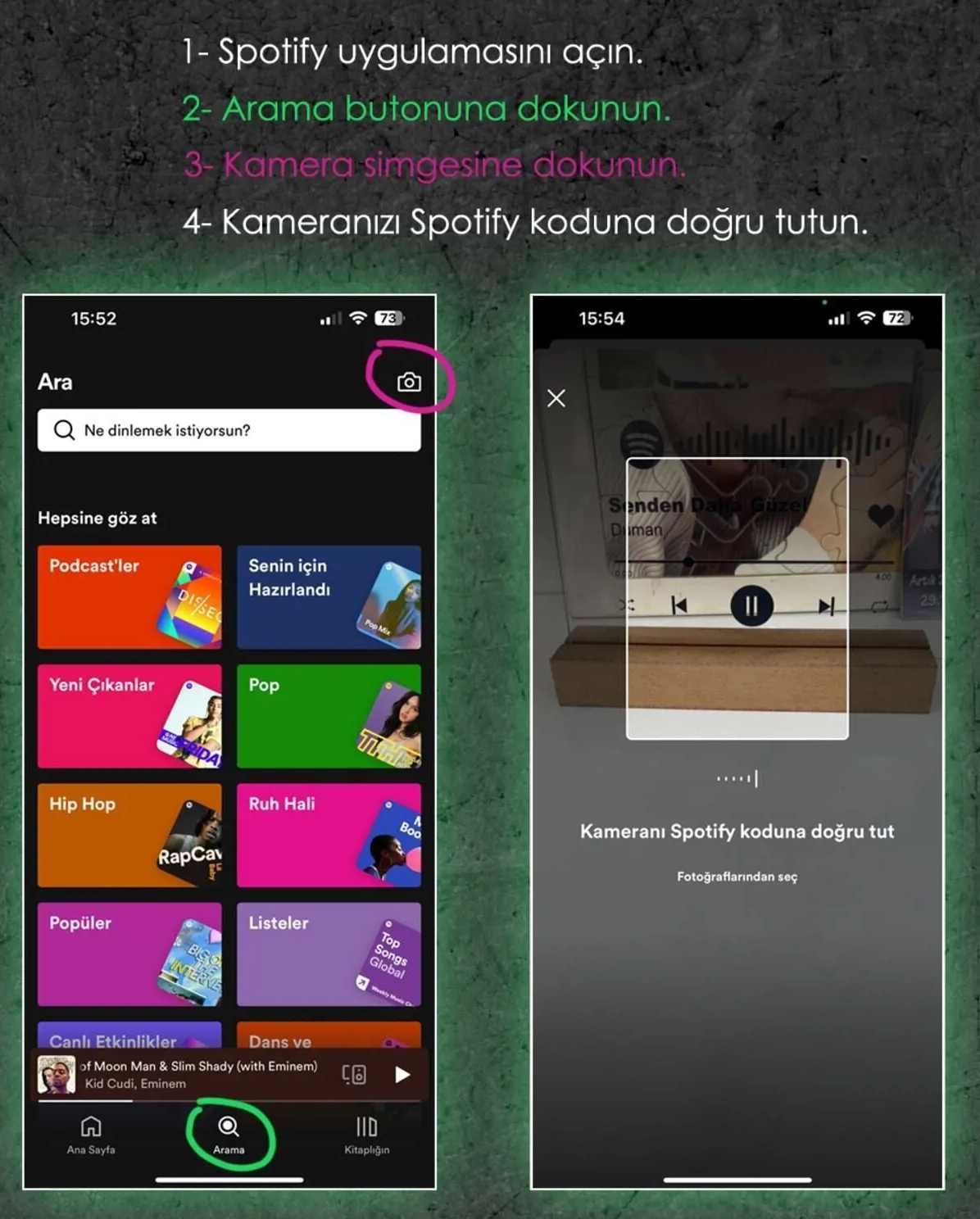 Kişiye Özel Spotify Plaketi – Dikey Tasarım Ahşap Standlı - Görsel 3