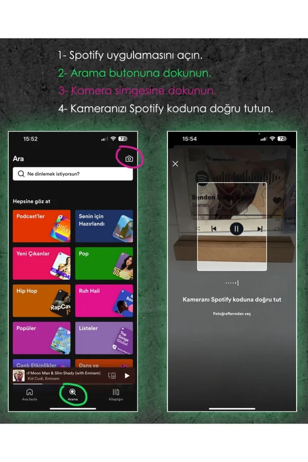 Spotify Kodlu Kişiye Özel Yuvarlak Plak Tasarımlı Pleksi - Görsel 4