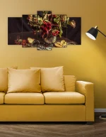 5 Parça Ahşap Tablo – Dekoratif Çiçek Figürü UV Baskı Duvar Dekoru