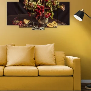 5 Parça Ahşap Tablo – Dekoratif Çiçek Figürü UV Baskı Duvar Dekoru