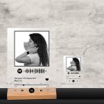 Kişiye Özel Spotify Şarkı Plaketi ve Anahtarlık Seti