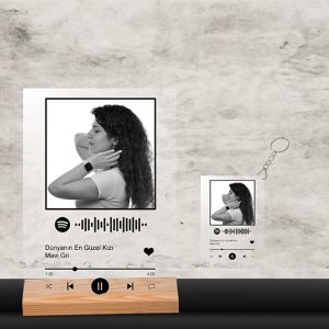 Kişiye Özel Spotify Şarkı Plaketi ve Anahtarlık Seti